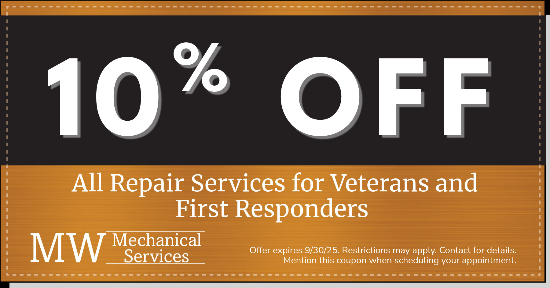 10% OFF All Repair Services for Veterans and First Responders